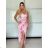 Šaty dlhé letné kvetované a leopardie na ramienka dámske PAIPER (XS/S/M ONE SIZE) TALIANSKA MÓDA IMWHD252147-2/DUR ružová XS/S/M