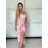 Šaty dlhé letné kvetované a leopardie na ramienka dámske PAIPER (XS/S/M ONE SIZE) TALIANSKA MÓDA IMWHD252147-2/DUR ružová XS/S/M
