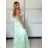 Šaty dlouhé společenské na ramínka dámské (XS/S/M ONE SIZE) ITALSKÁ MÓDA IMM25M40365/DU -   svetlozelená -   S / M