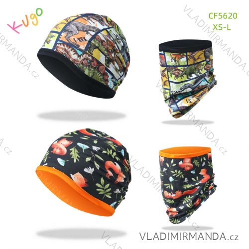 Súprava čiapky nákrčník bavlnený chlapčenský a dievčenské (XS - L) KUGO CF5620