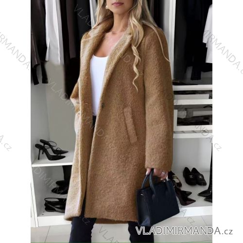 Kabát zimný chlpatý dlhý rukáv dámsky (S/M/L ONE SIZE) TALIANSKA MÓDA IMD25154