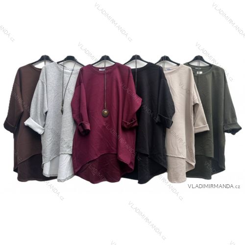 Mikina maslová oversize dlhý rukáv dámska nadrozmer (54/56/58 ONE SIZE) TALIANSKA MÓDA IMD25157