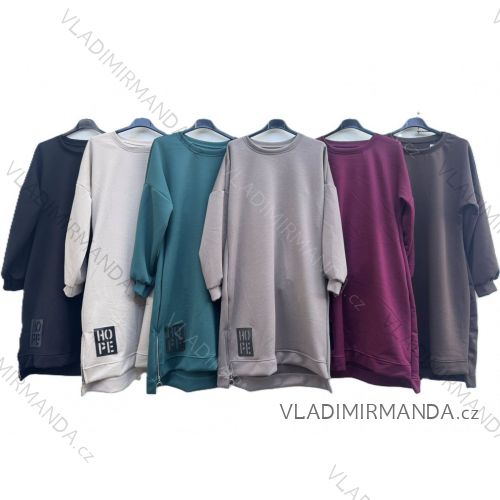 Šaty mikinové maslové dlhý rukáv dámske (S/M/L ONE SIZE) TALIANSKA MÓDA IMD25164
