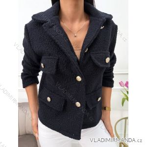 Kabátik baránkový flaušový dlhý rukáv dámsky (S/M/L ONE SIZE) TALIANSKA MÓDA IMD25177