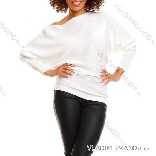 Sveter úpletový riadkový dlhý rukáv dámsky (S/M/L ONE SIZE) TALIANSKA MÓDA IMD25181