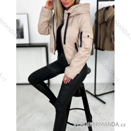 Bunda slabá s kapucňou na zips dlhý rukáv dámska nadrozmer (S-XXL ONE SIZE) TALIANSKA MÓDA IMD25188