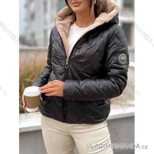 Bunda krátka teplá dlhý rukáv dámska nadrozmer (S-XXL ONE SIZE) TALIANSKA MÓDA IMD25191