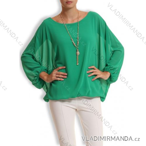 Blúzka šifónová s príveskom dlhý rukáv dámska (S/M/L ONE SIZE) TALIANSKA MÓDA IMD25195