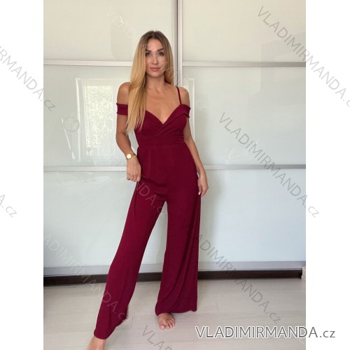 Overal dlhý elegantný na ramienka dámsky (S/M/L ONE SIZE) TALIANSKA MÓDA IMPBB2530386s/DUR -   vínová -   S/M/L