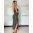 Šaty dlhé letné elegantné na ramienka dámske (XS/S/M ONE SIZE) TALIANSKA MÓDA IMM25M33075/DU -   zelená khaki -   S / M