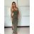 Šaty dlhé letné elegantné na ramienka dámske (XS/S/M ONE SIZE) TALIANSKA MÓDA IMM25M33075/DU -   zelená khaki -   S / M