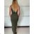 Šaty dlhé letné elegantné na ramienka dámske (XS/S/M ONE SIZE) TALIANSKA MÓDA IMM25M33075/DU -   zelená khaki -   S / M