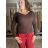 Sveter úpletový tenký dlhý rukáv dámsky  FREA (S/M/L ONE SIZE) TALIANSKA MÓDA IMD25150/DR hnědá camel S/M/L