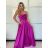 Šaty dlhé elegantné letné dámske LILIEN  (XS/S/M ONE SIZE) TALIANSKA MÓDA IMWGB25952/DR -   růžová fuchsiová -   S / M