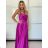 Šaty dlhé elegantné letné dámske LILIEN  (XS/S/M ONE SIZE) TALIANSKA MÓDA IMWGB25952/DR -   růžová fuchsiová -   S / M