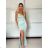 Šaty elegantné spoločenské dlhé na ramienka dámske (S/M ONE SIZE) TALIANSKA MÓDA IM324LOVE/DU -   svetlo modrá -   S / M