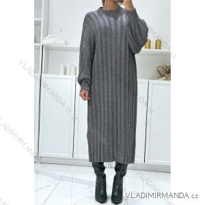 Šaty pletené dlhý rukáv dámske nadrozmer (50/52/54 ONE SIZE) TALIANSKA MÓDA IMD25199