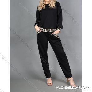 Súprava elegantná mikina dlhý rukáv a tepláky dámske nadrozmer (48/50/52 ONE SIZE) TALIANSKA MÓDA IMD25202