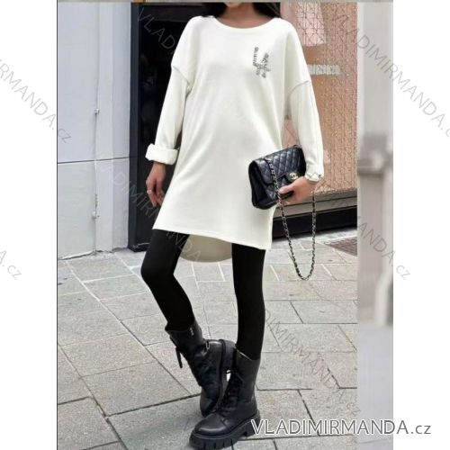Šaty krátke voľnočasové teplé oversize dlhý rukáv dámske nadrozmer (52/54/56 ONE SIZE) TALIANSKA MÓDA IMD25204