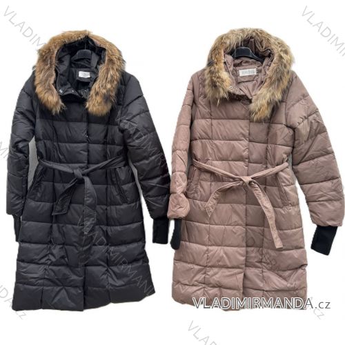 Kabát zimný s kapucňou dlhý rukáv dámsky nadrozmer (M - 2XL ONE SIZE) TALIANSKA MÓDA IMD25209