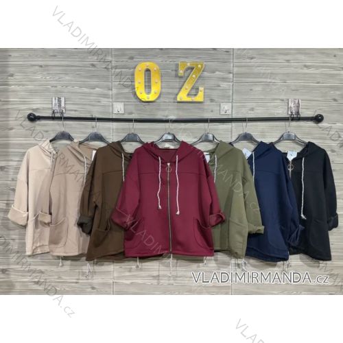 Mikina na zips s kapucňou dlhý rukáv dámska (S/M/L ONE SIZE) TALIANSKA MÓDA IMPOZ253163