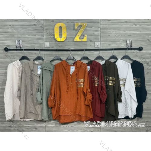 Tunika košeľová 3/4 dlhý rukáv dámska (S/M/L ONE SIZE) TALIANSKA MÓDA IMPOZ25SM-3157