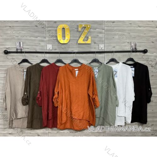 Tunika košeľová 3/4 dlhý rukáv dámska (S/M/L ONE SIZE) TALIANSKA MÓDA IMPOZ25SM-3156