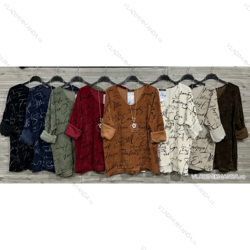 Tunika s príveskom 3/4 dlhý rukáv dámska (S/M/L ONE SIZE) TALIANSKA MÓDA IMPOZ25JSD-9613