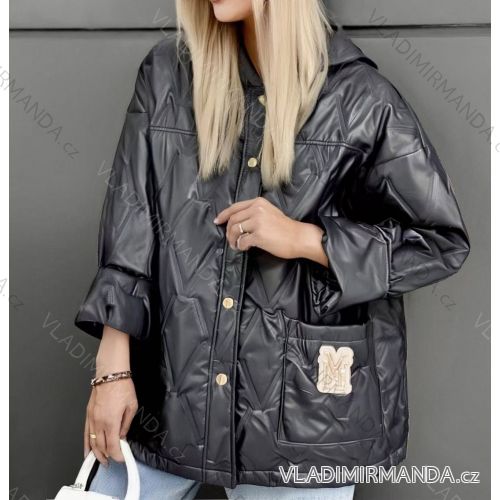 Bunda slabá šusťáková s kapucňou dlhý rukáv dámska nadrozmer (46/48/50 ONE SIZE) TALIANSKA MÓDA IMD25211