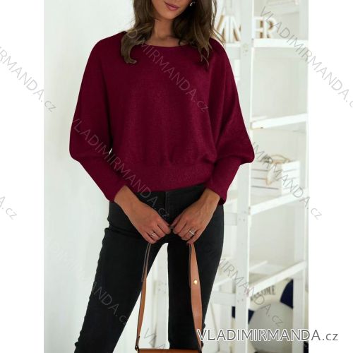 Sveter úpletový riadkový dlhý rukáv dámsky (S/M/L ONE SIZE) TALIANSKA MÓDA IMD25216