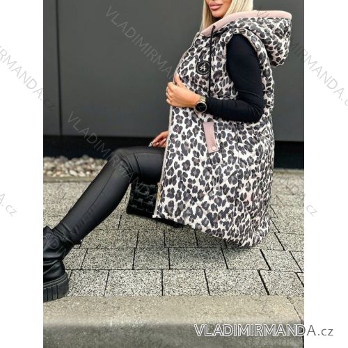 Vesta slabá s kapucňou bez rukávu dámska nadrozmer (S-2XL ONE SIZE) TALIANSKA MÓDA IMD25217