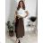 Sukňa dlhá s opaskom dámska (S/M/L ONE SIZE) TALIANSKA MÓDA IMM25M7755/DU hnědá čokoládová S/M/L