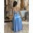 Šaty dlhé elegantné na ramienka dámske (S/M ONE SIZE) TALIANSKA MODA IM323013/DU -   svetlo modrá -   S / M