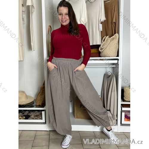 Nohavice manžerstrové  oversize dlhé dámske VERONA (M/L/XL ONE SIZE) TALIANSKA MóDA IMSM251141/DU M/L/XL šedá