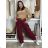Nohavice manžestrové s opaskom dámske BARBARA  (S/M/L ONE SIZE) TALIANSKA MÓDA IMSM251146/DU S/M/L vínová
