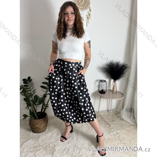 Sukňa stredne dlhá dámska (S/M ONE SIZE) TALIANSKA MÓDA IMM24M3154-1A/DUR čierna S/M/L