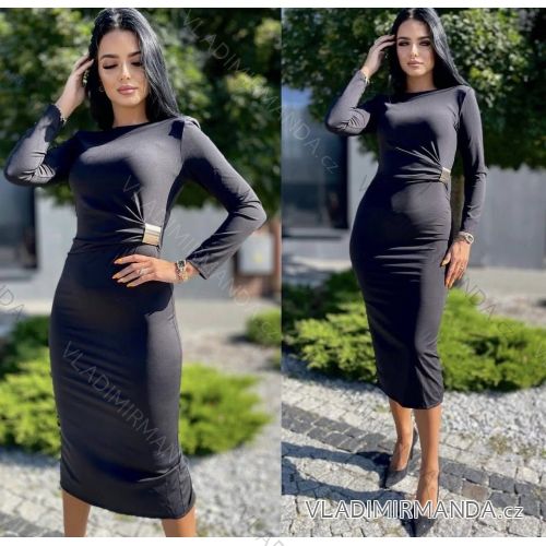 Šaty elegantný dlhý rukáv dámske (S/M/L ONE SIZE) TALIANSKA MÓDA IMM25M42998