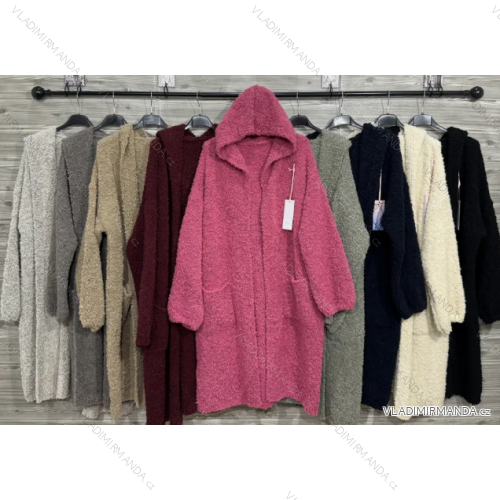 Cardigan s kapucňou dlhý rukáv dámsky (S/M/L ONE SIZE) TALIANSKA MÓDA IMPOZ25YNK-83934