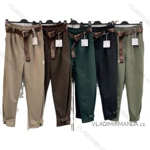 Nohavice dlhé elegantné s opaskom dámske (S/M/L ONE SIZE) TALIANSKA MÓDA IMC25428