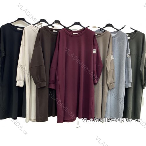 Šaty mikinové dlhý rukáv dámske nadrozmer (54/56/58 ONE SIZE) TALIANSKA MÓDA IMC25439