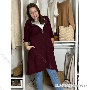 Mikina kabát oversize na zips s kapucňou dlhý rukáv dámsky KAILA  (S/M/L ONE SIZE) TALIANSKA MÓDA IMPLI2430059/DU
