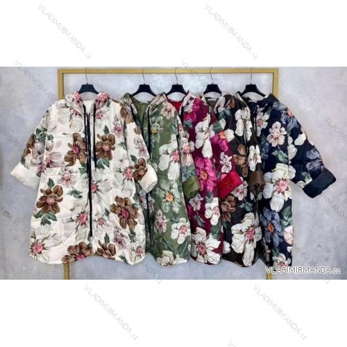 Bunda slabá s kapucňou na zips dlhý rukáv dámska nadrozmer (50/52/54 ONE SIZE) TALIANSKA MÓDA IMC25453