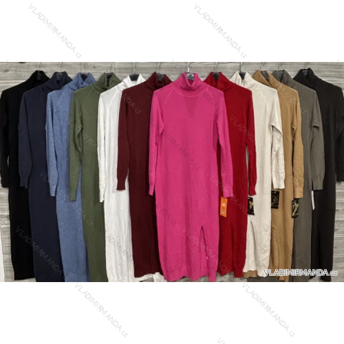 Šaty s rolákom dlhý rukáv dámske (S/M/L ONE SIZE) TALIANSKA MÓDA IMPOZ25SM-010