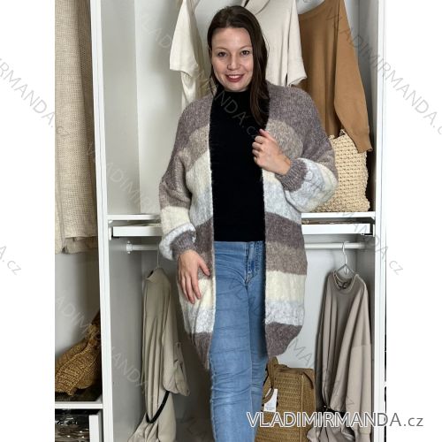 Cardigan dlhý pletený dlhý rukáv dámsky (S/M/L ONE SIZE) TALIANSKA MÓDA IMPLI2525097/DU S/M/L hnedá