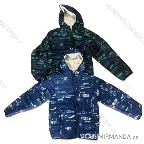 Bunda zimná s kapucňou na zips dlhý rukáv dorast chlapčenská (158) SEZON SEZ25L-3529