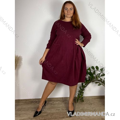 Šaty manžestrové teplé dlhý rukáv dámske nadrozmer VIOLA  (50/52/54 ONE SIZE) TALIANSKA MÓDA IM425537