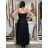 Šaty dlhé elegantné na ramienka dámske AMANDA  (S/M/L ONE SIZE) TALIANSKA MODA IM323022/DUR S/M/L čierna