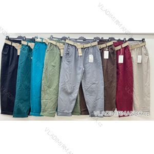 Nohavice plátené s opaskom dámske nadrozmer (46/48/50 ONE SIZE) TALIANSKA MÓDA IM425592