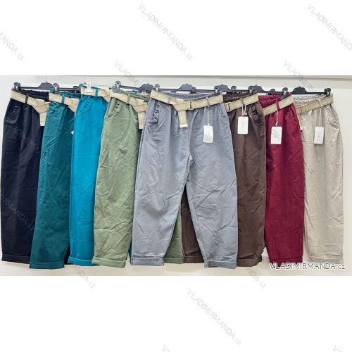 Nohavice plátené s opaskom dámske nadrozmer (46/48/50 ONE SIZE) TALIANSKA MÓDA IM425592