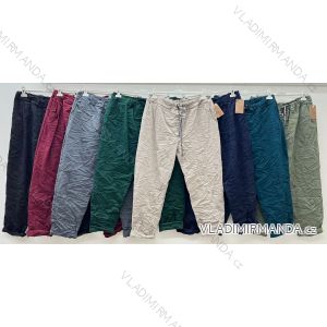 Nohavice plátené dámske nadrozmer (50/52/54 ONE SIZE) TALIANSKA MÓDA IM425593